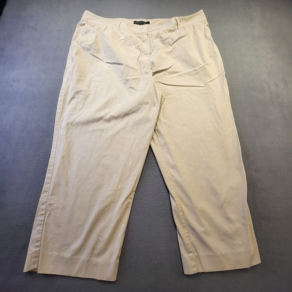 Lafayette 148 Capris Womens Sz 14 Beige Wide Leg Pants Stretch